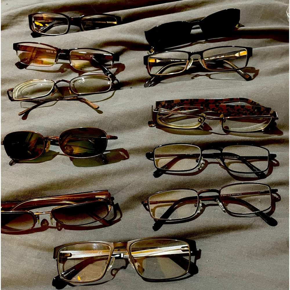 11 pair of glasss frames.